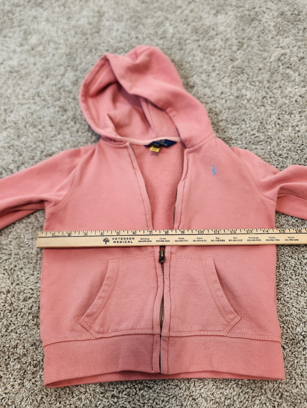Polo Ralph Lauren Hoodie Girls Pink Full Zip-up Size 6 - Picture 6 of 7